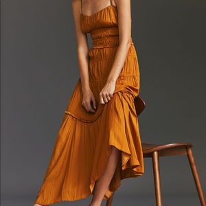 NWT Anthropologie ruched slip midi dress